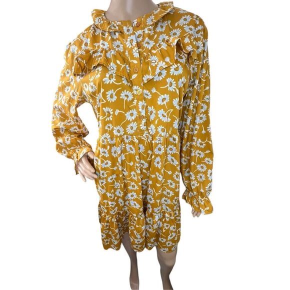 Boohoo Floral Pattern Button Up Lightweight Long Sleeve Midi Dress - Picture 1 of 5